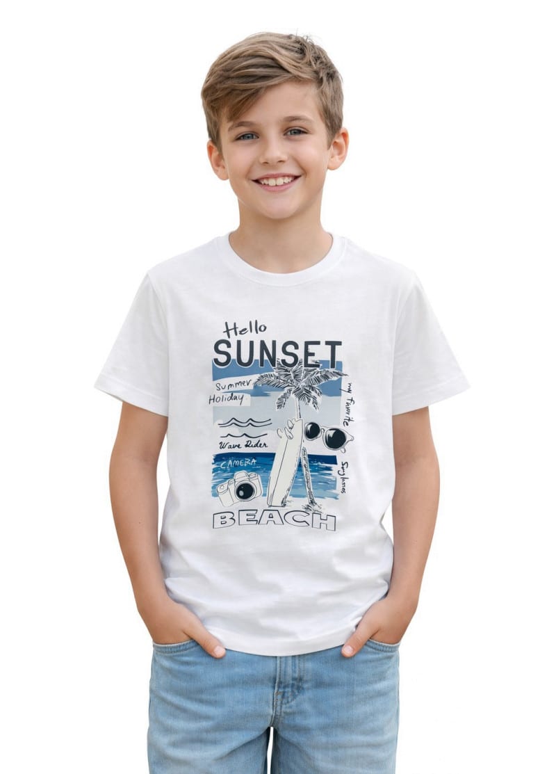 Дитяча футболка з принтом Hello sunset бавовняна